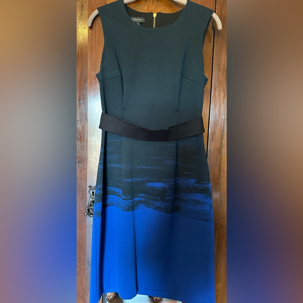 Cache Sleeveless Black and Blue Ombre business to evening Dress